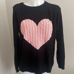 Chic Black Sweater with Pink Heart Accent